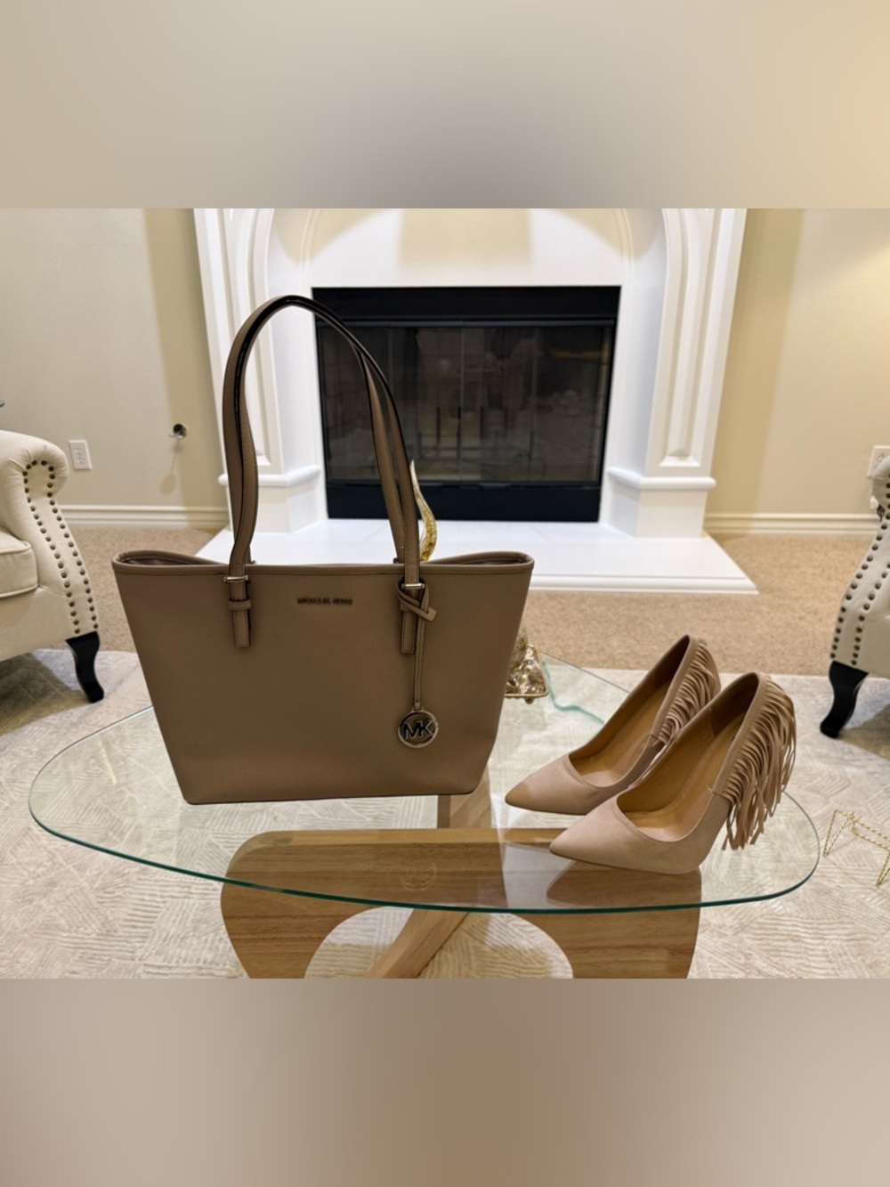 Fringe Pointed-Toe High Heels in Taupe - Picture 11 of 11